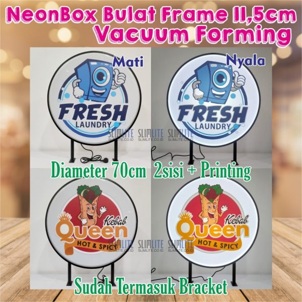 Neon Box bulat Ø70cm 2sisi/Capsule Light RF115 VF-2s Ø70cm + Printing